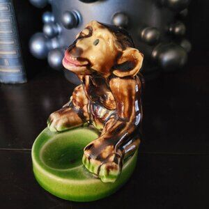 Vintage Ceramic Painted Monkey Chimpanzee Pipe Holder Made In Japan